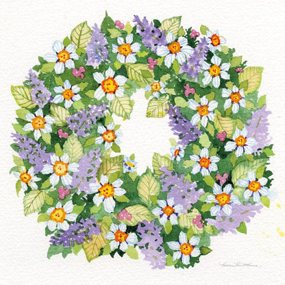 Spring Wreath IV by Kathleen Parr McKenna. SKU 24599a. Archival Giclee Fine art print for wall decor.