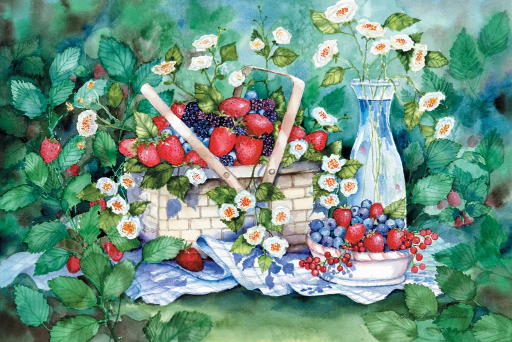 Strawberry Picnic by Kathleen Parr McKenna. SKU 47970i. Archival Giclee Fine art print for wall decor.
