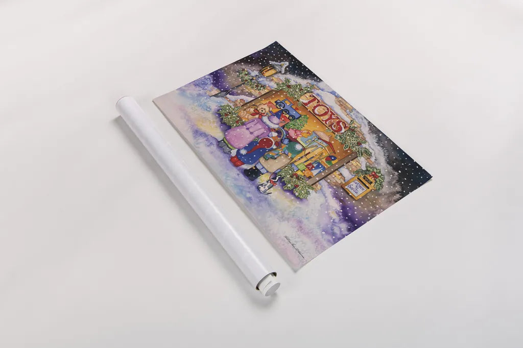 Toyshop by Kathleen Parr McKenna. shown as a rolled paper print. Available as archival giclee rolled canvas, fine art paper, or poster print. SKU 41395i.