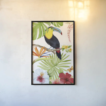 Treasures of the Tropics I by Kathleen Parr McKenna. shown as a paper print in a black flame. Available as a archival giclee rolled canvas, fine art paper, or poster print. SKU 34244h.