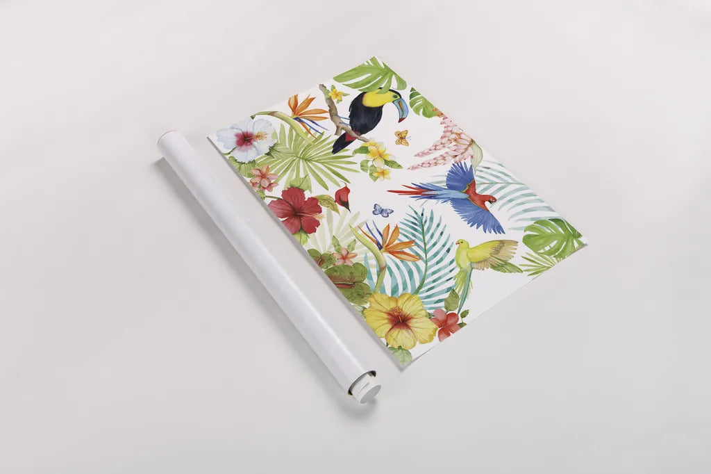 Treasures of the Tropics III by Kathleen Parr McKenna. shown as a rolled paper print. Available as archival giclee rolled canvas, fine art paper, or poster print. SKU 34246i.