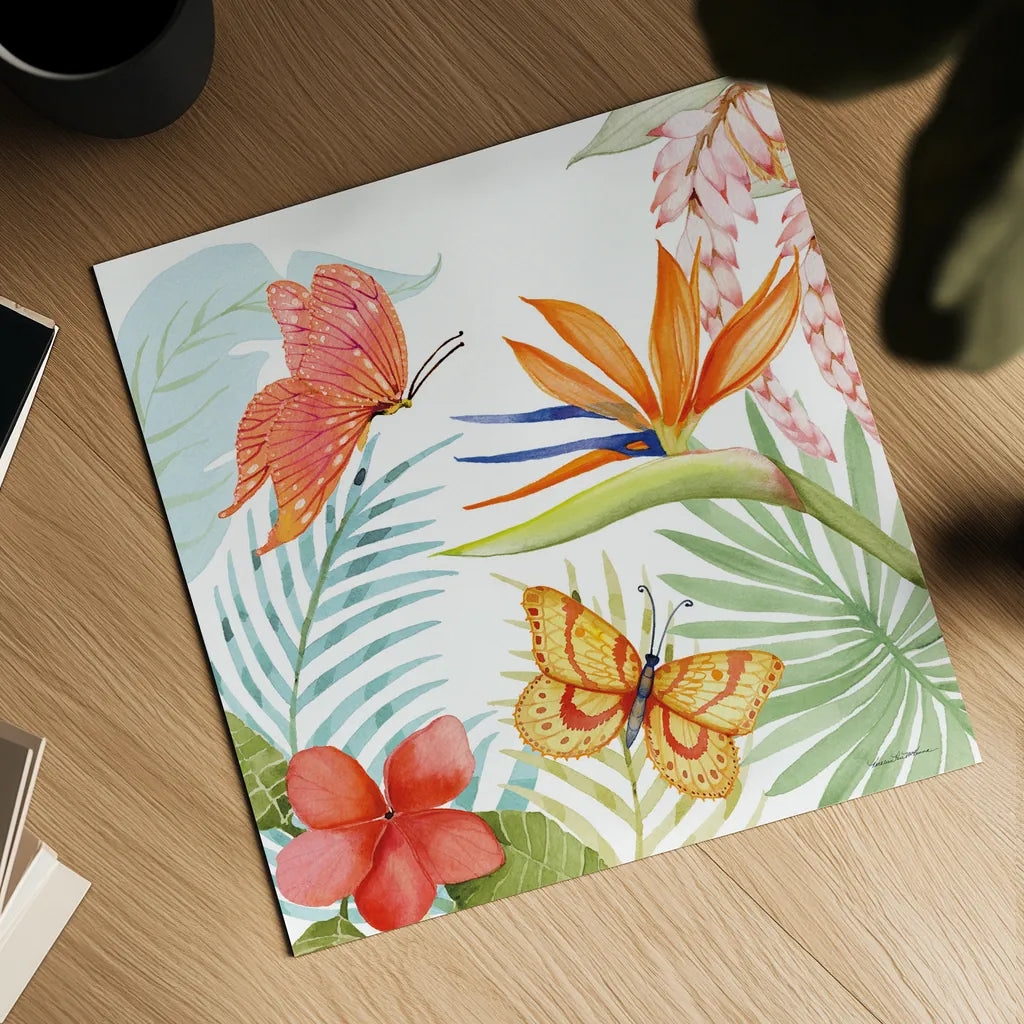 Treasures of the Tropics IV by Kathleen Parr McKenna. Shown as a detailed flat fine art print, highlighting archival giclee quality. Available as an archival giclee rolled canvas, fine art paper, or poster print. SKU 34247a.