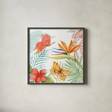 Treasures of the Tropics IV by Kathleen Parr McKenna. Shown in a sleek black glass frame for a contemporary gallery look. Available as an archival giclee rolled canvas, fine art paper, or poster print. SKU 34247a.