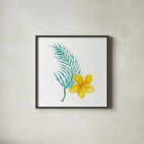 Treasures of the Tropics IX by Kathleen Parr McKenna. Shown in a sleek black glass frame for a contemporary gallery look. Available as an archival giclee rolled canvas, fine art paper, or poster print. SKU 37007a.