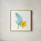 Treasures of the Tropics IX by Kathleen Parr McKenna. Shown in a natural wood glass frame for a timeless modern aesthetic. Available as an archival giclee rolled canvas, fine art paper, or poster print. SKU 37007a.