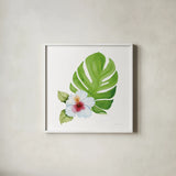 Treasures of the Tropics VIII by Kathleen Parr McKenna. Shown in a crisp white glass frame for a clean and minimalist style. Available as an archival giclee rolled canvas, fine art paper, or poster print. SKU 37006a.