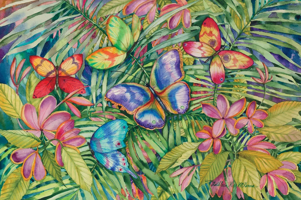 Tropical Butterflies by Kathleen Parr McKenna. SKU 41248i. Archival Giclee Fine art print for wall decor.