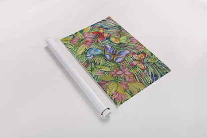Tropical Butterflies by Kathleen Parr McKenna. shown as a rolled paper print. Available as archival giclee rolled canvas, fine art paper, or poster print. SKU 41248i.