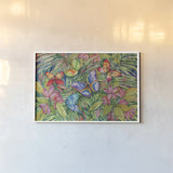 Tropical Butterflies by Kathleen Parr McKenna. shown as a paper print in a white frame. Available as a archival giclee rolled canvas, fine art paper, or poster print. SKU 41248i.