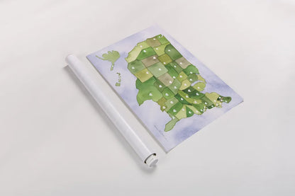 USA Capital Map by Kathleen Parr McKenna. shown as a rolled paper print. Available as archival giclee rolled canvas, fine art paper, or poster print. SKU 53450i.