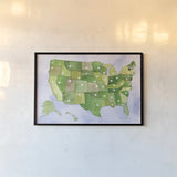USA Capital Map by Kathleen Parr McKenna. shown as a paper print in a black flame. Available as a archival giclee rolled canvas, fine art paper, or poster print. SKU 53450i.