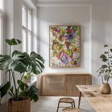 Vineyard Fruit by Kathleen Parr McKenna. shown as a print in a natural wood frame in a dining room. Available as a archival giclee rolled canvas, fine art paper, or poster print. SKU 37264h.