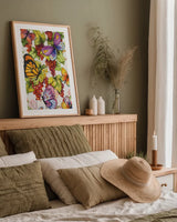 Vineyard Fruit by Kathleen Parr McKenna. shown as a paper print in a natural frame. Available as a archival giclee rolled canvas, fine art paper, or poster print. SKU 37264h.