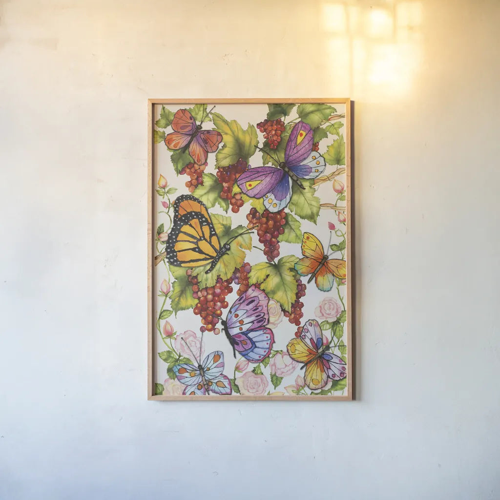 Vineyard Fruit by Kathleen Parr McKenna. shown as a paper print in a natural frame. Available as a archival giclee rolled canvas, fine art paper, or poster print. SKU 37264h.