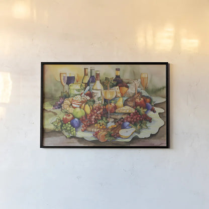 Wine Tastings by Kathleen Parr McKenna. shown as a paper print in a black flame. Available as a archival giclee rolled canvas, fine art paper, or poster print. SKU 47969i.