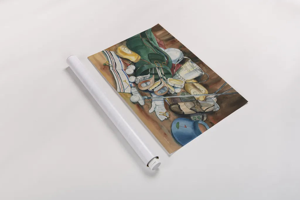 World of Golf by Kathleen Parr McKenna. shown as a rolled paper print. Available as archival giclee rolled canvas, fine art paper, or poster print. SKU 36241i.