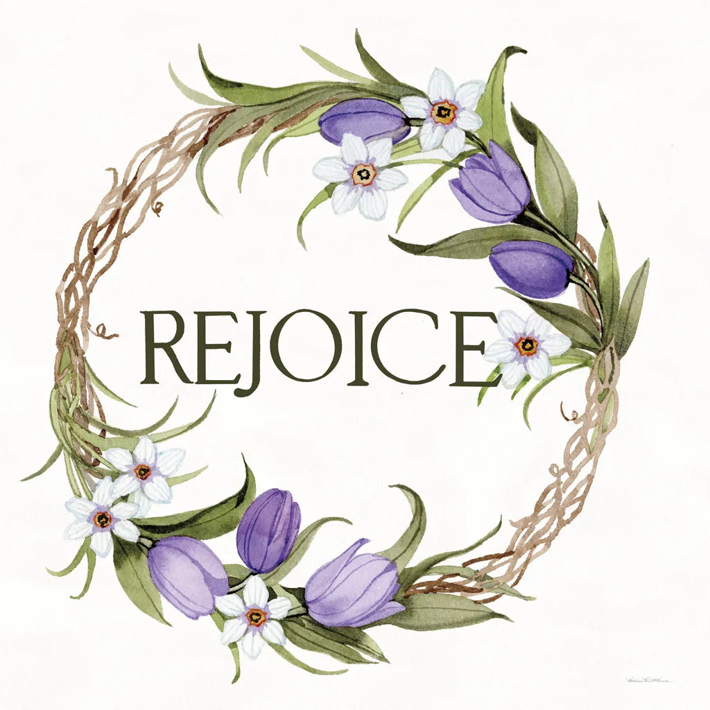 Wreath with Words I by Kathleen Parr McKenna. SKU 46957a. Archival Giclee Fine art print for wall decor.