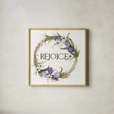 Wreath with Words I by Kathleen Parr McKenna. Shown in a natural wood glass frame for a timeless modern aesthetic. Available as an archival giclee rolled canvas, fine art paper, or poster print. SKU 46957a.