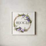 Wreath with Words I by Kathleen Parr McKenna. Shown in a crisp white glass frame for a clean and minimalist style. Available as an archival giclee rolled canvas, fine art paper, or poster print. SKU 46957a.