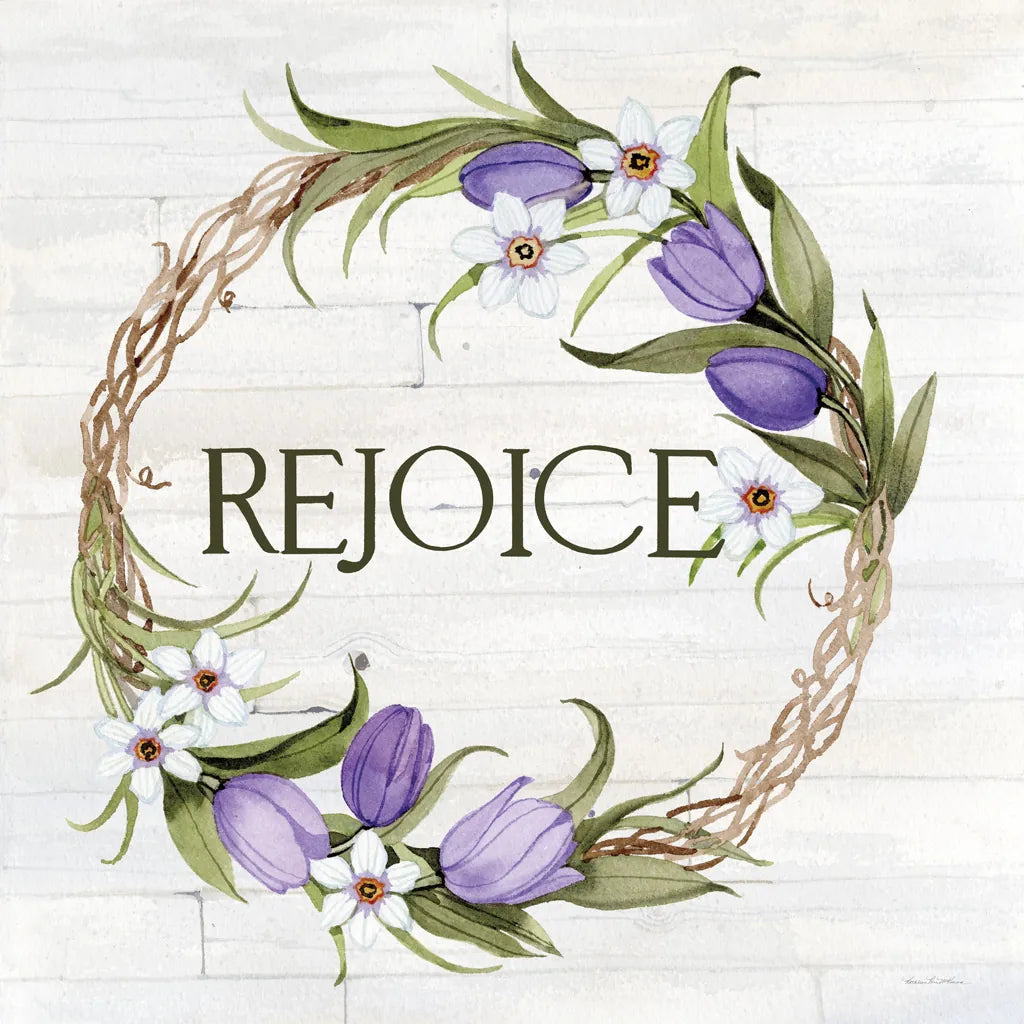 Wreath with Words I v2 by Kathleen Parr McKenna. SKU 46961a. Archival Giclee Fine art print for wall decor.