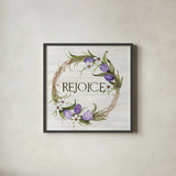 Wreath with Words I v2 by Kathleen Parr McKenna. Shown in a sleek black glass frame for a contemporary gallery look. Available as an archival giclee rolled canvas, fine art paper, or poster print. SKU 46961a.