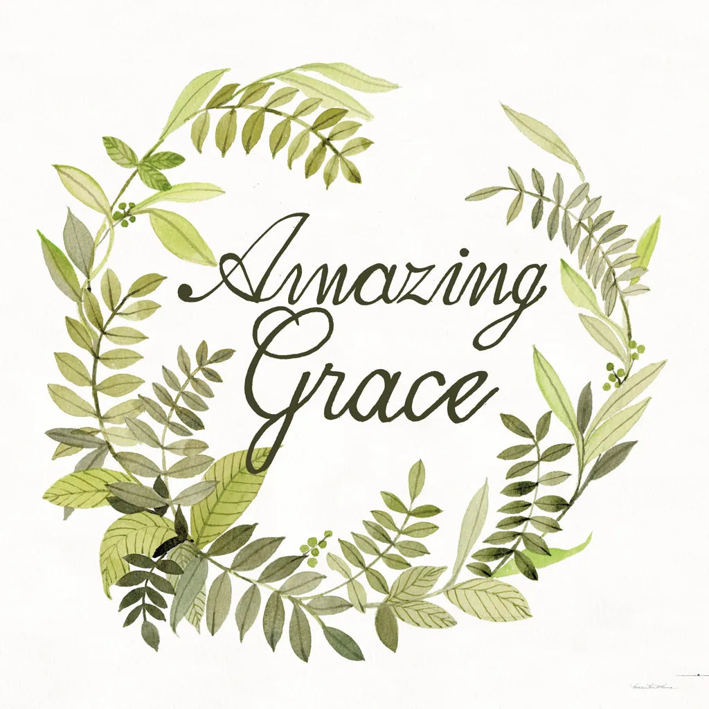 Wreath with Words II by Kathleen Parr McKenna. SKU 46958a. Archival Giclee Fine art print for wall decor.