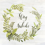 Wreath with Words II Stay by Kathleen Parr McKenna. SKU 49782a. Archival Giclee Fine art print for wall decor.