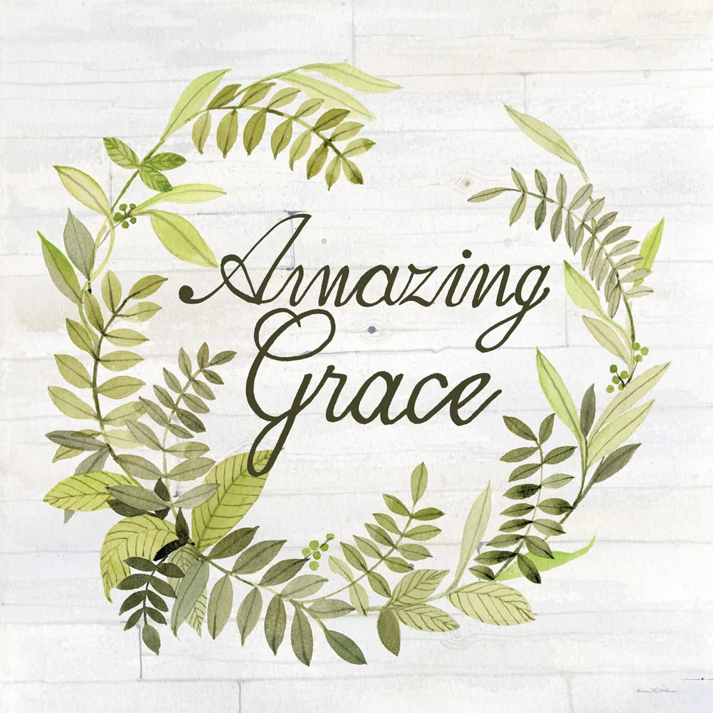 Wreath with Words II v2 by Kathleen Parr McKenna. SKU 46962a. Archival Giclee Fine art print for wall decor.