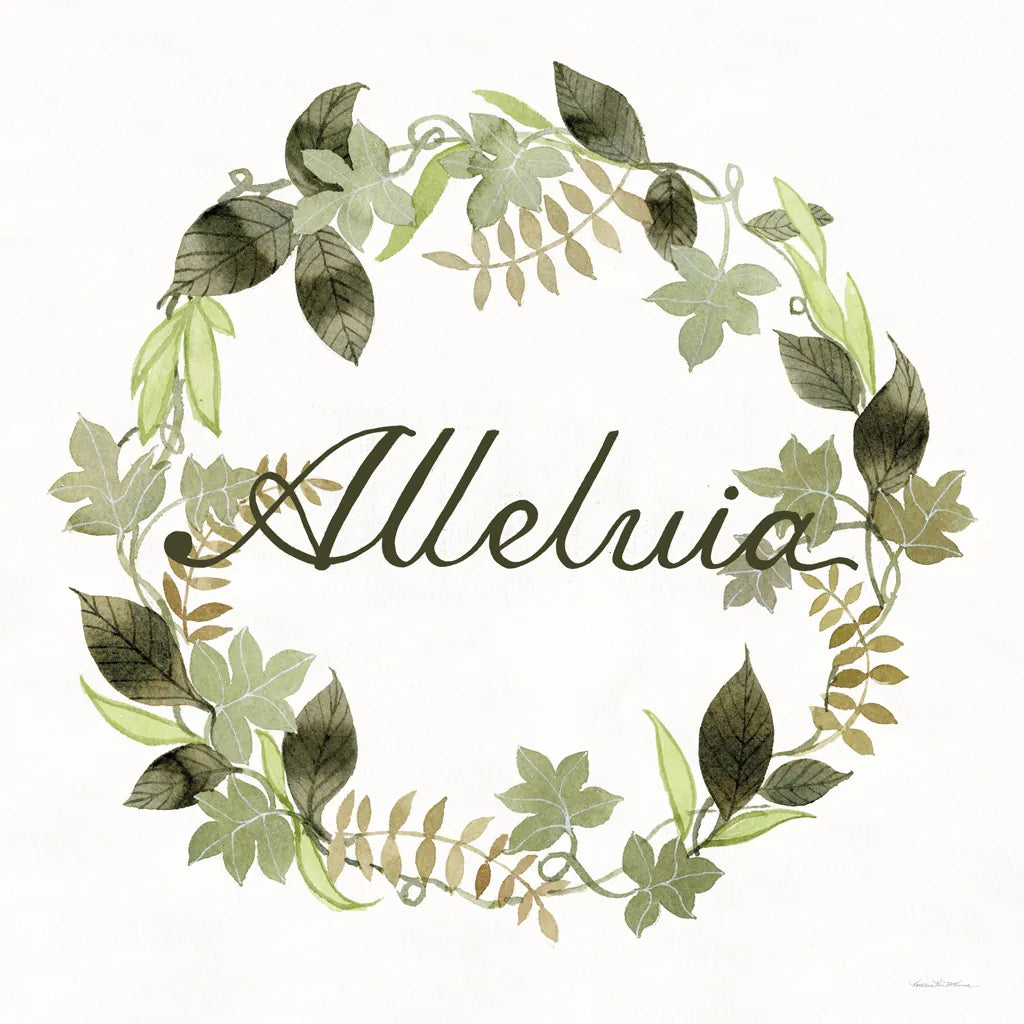 Wreath with Words III by Kathleen Parr McKenna. SKU 46959a. Archival Giclee Fine art print for wall decor.