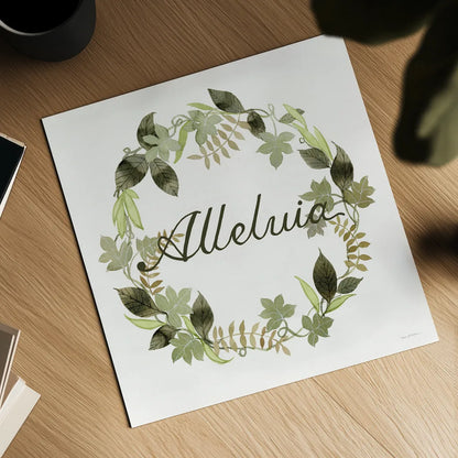 Wreath with Words III by Kathleen Parr McKenna. Shown as a detailed flat fine art print, highlighting archival giclee quality. Available as an archival giclee rolled canvas, fine art paper, or poster print. SKU 46959a.