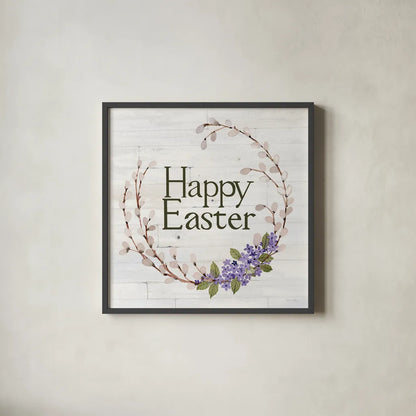 Wreath with Words IV v2 by Kathleen Parr McKenna. Shown in a sleek black glass frame for a contemporary gallery look. Available as an archival giclee rolled canvas, fine art paper, or poster print. SKU 46964a.