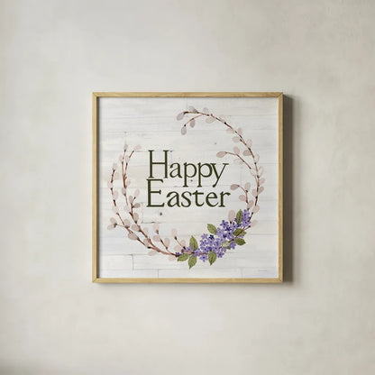 Wreath with Words IV v2 by Kathleen Parr McKenna. Shown in a natural wood glass frame for a timeless modern aesthetic. Available as an archival giclee rolled canvas, fine art paper, or poster print. SKU 46964a.