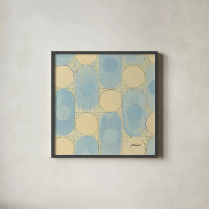 16 Blocks Square X by Kathrine Lovell. Shown in a sleek black glass frame for a contemporary gallery look. Available as an archival giclee rolled canvas, fine art paper, or poster print. SKU 43560a.