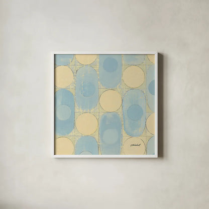 16 Blocks Square X by Kathrine Lovell. Shown in a crisp white glass frame for a clean and minimalist style. Available as an archival giclee rolled canvas, fine art paper, or poster print. SKU 43560a.