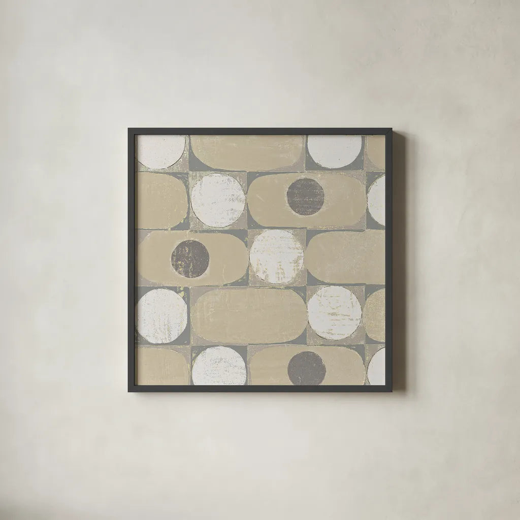 16 Blocks Square X Archroma by Kathrine Lovell. Shown in a sleek black glass frame for a contemporary gallery look. Available as an archival giclee rolled canvas, fine art paper, or poster print. SKU 29767a.