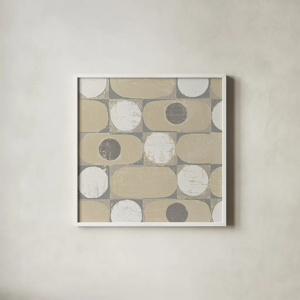 16 Blocks Square X Archroma by Kathrine Lovell. Shown in a crisp white glass frame for a clean and minimalist style. Available as an archival giclee rolled canvas, fine art paper, or poster print. SKU 29767a.