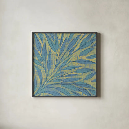 16 Blocks Square XIII by Kathrine Lovell. Shown in a sleek black glass frame for a contemporary gallery look. Available as an archival giclee rolled canvas, fine art paper, or poster print. SKU 43563a.