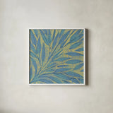 16 Blocks Square XIII by Kathrine Lovell. Shown in a crisp white glass frame for a clean and minimalist style. Available as an archival giclee rolled canvas, fine art paper, or poster print. SKU 43563a.
