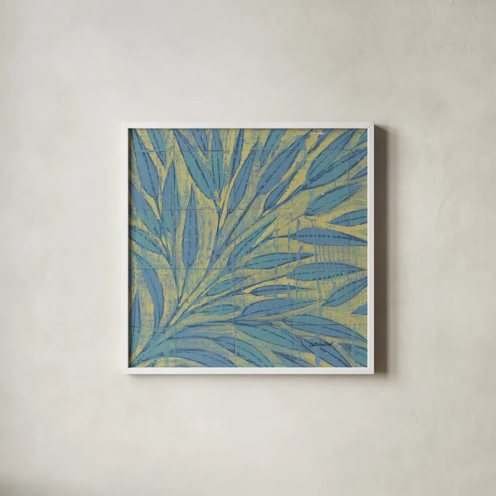 16 Blocks Square XIII by Kathrine Lovell. Shown in a crisp white glass frame for a clean and minimalist style. Available as an archival giclee rolled canvas, fine art paper, or poster print. SKU 43563a.