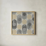 16 Blocks Square XVI Archroma by Kathrine Lovell. Shown in a natural wood glass frame for a timeless modern aesthetic. Available as an archival giclee rolled canvas, fine art paper, or poster print. SKU 29768a.