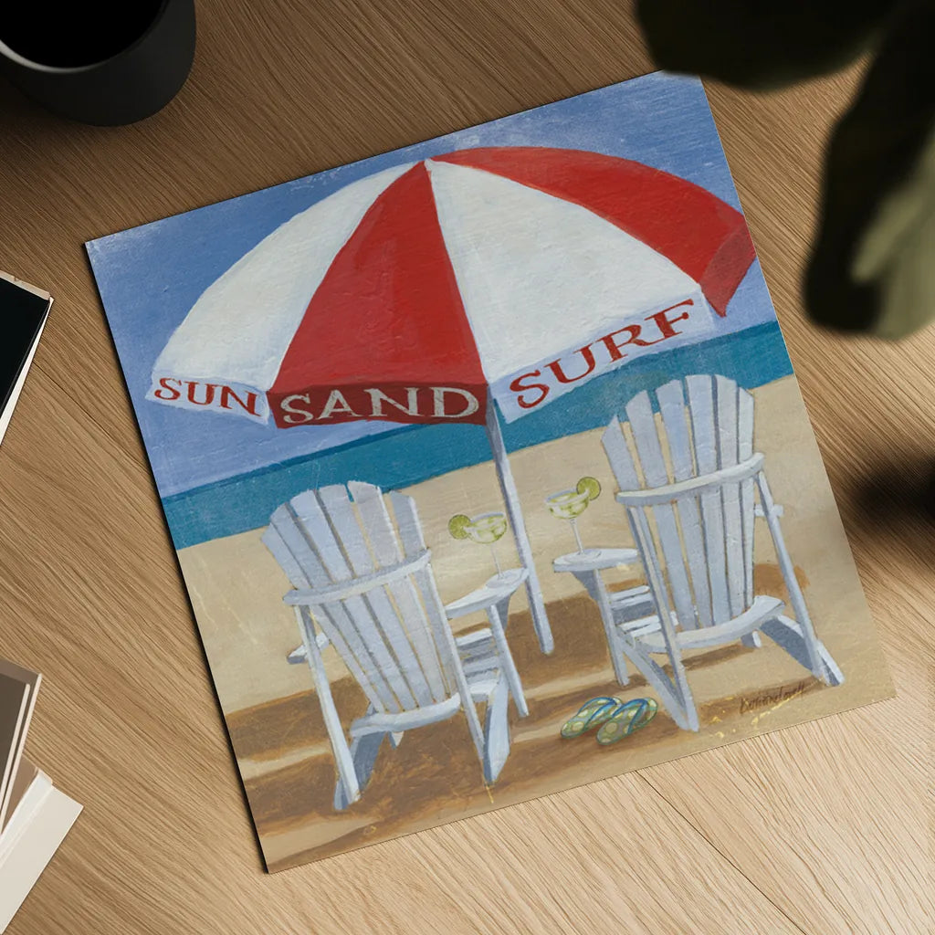 A Day at the Beach IV by Kathrine Lovell. Shown as a detailed flat fine art print, highlighting archival giclee quality. Available as an archival giclee rolled canvas, fine art paper, or poster print. SKU 2966a.