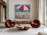 A Day at the Beach IV by Kathrine Lovell. Shown as extra-large giant wall art in a modern living room. Available as an archival giclee rolled canvas, fine art paper, or poster print. SKU 2966a.