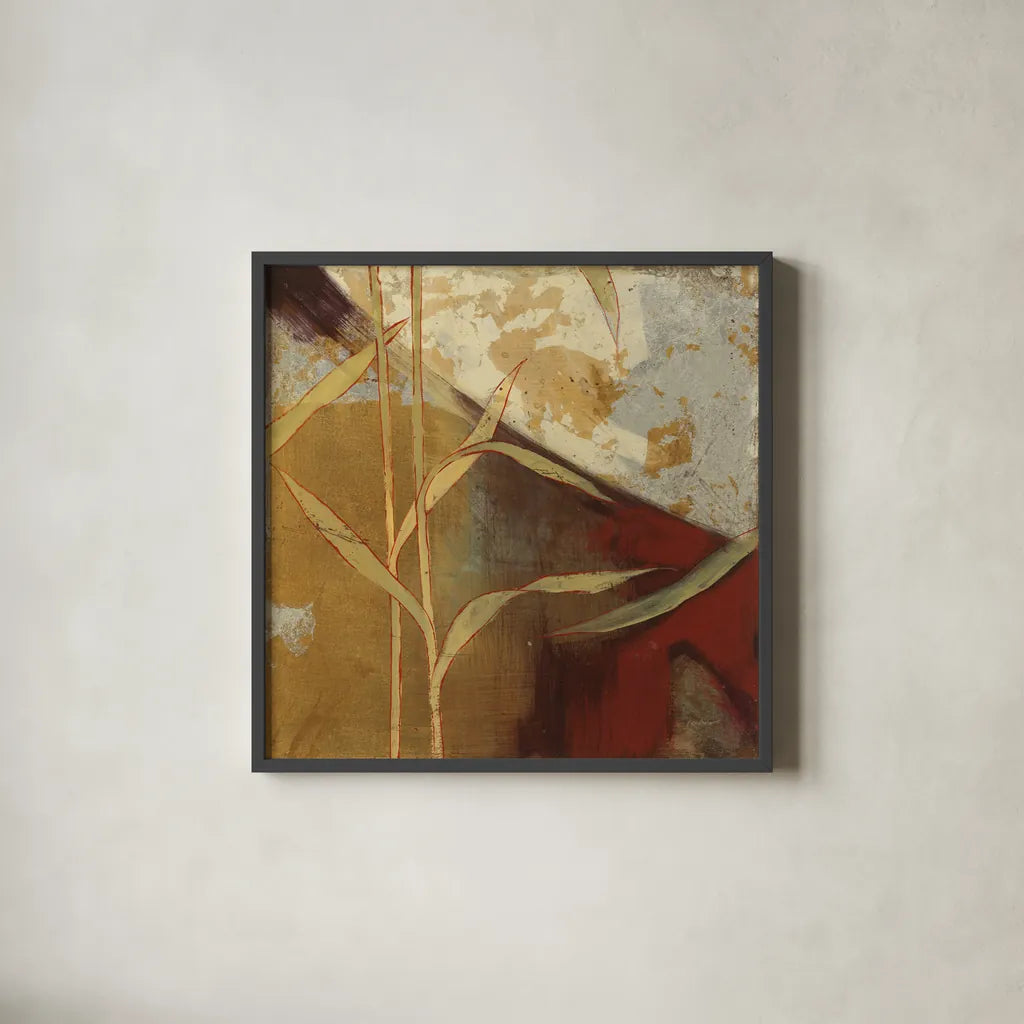 Abstract 9A by Kathrine Lovell. Shown in a sleek black glass frame for a contemporary gallery look. Available as an archival giclee rolled canvas, fine art paper, or poster print. SKU 42544a.