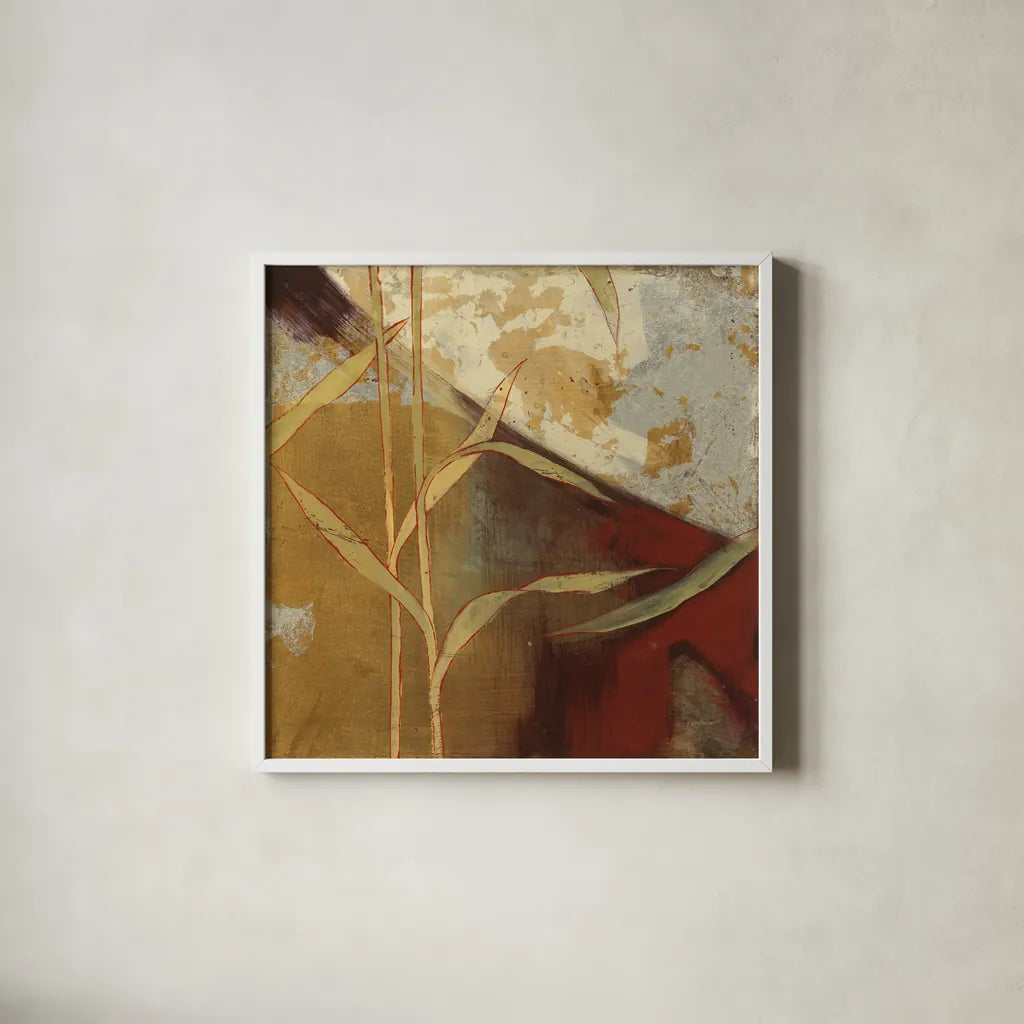 Abstract 9A by Kathrine Lovell. Shown in a crisp white glass frame for a clean and minimalist style. Available as an archival giclee rolled canvas, fine art paper, or poster print. SKU 42544a.