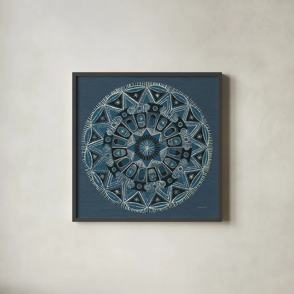 Adire I Cream by Kathrine Lovell. Shown in a sleek black glass frame for a contemporary gallery look. Available as an archival giclee rolled canvas, fine art paper, or poster print. SKU 41627a.