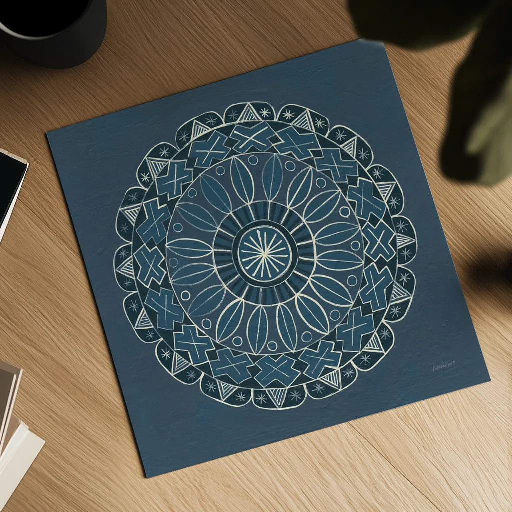 Adire II Cream by Kathrine Lovell. Shown as a detailed flat fine art print, highlighting archival giclee quality. Available as an archival giclee rolled canvas, fine art paper, or poster print. SKU 41628a.