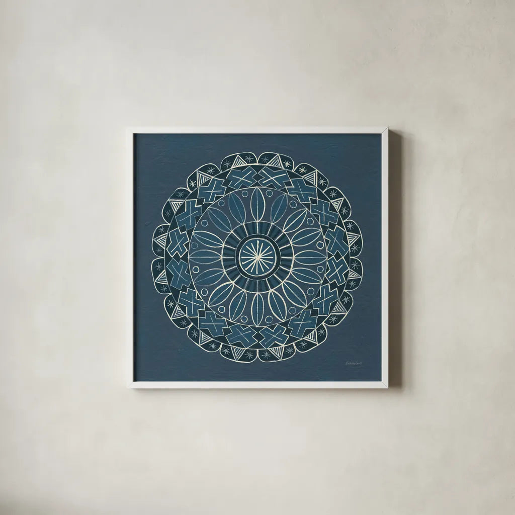 Adire II Cream by Kathrine Lovell. Shown in a crisp white glass frame for a clean and minimalist style. Available as an archival giclee rolled canvas, fine art paper, or poster print. SKU 41628a.