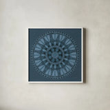 Adire III by Kathrine Lovell. Shown in a crisp white glass frame for a clean and minimalist style. Available as an archival giclee rolled canvas, fine art paper, or poster print. SKU 39399a.
