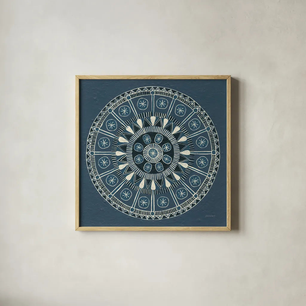 Adire III v2 Cream by Kathrine Lovell. Shown in a natural wood glass frame for a timeless modern aesthetic. Available as an archival giclee rolled canvas, fine art paper, or poster print. SKU 41629a.