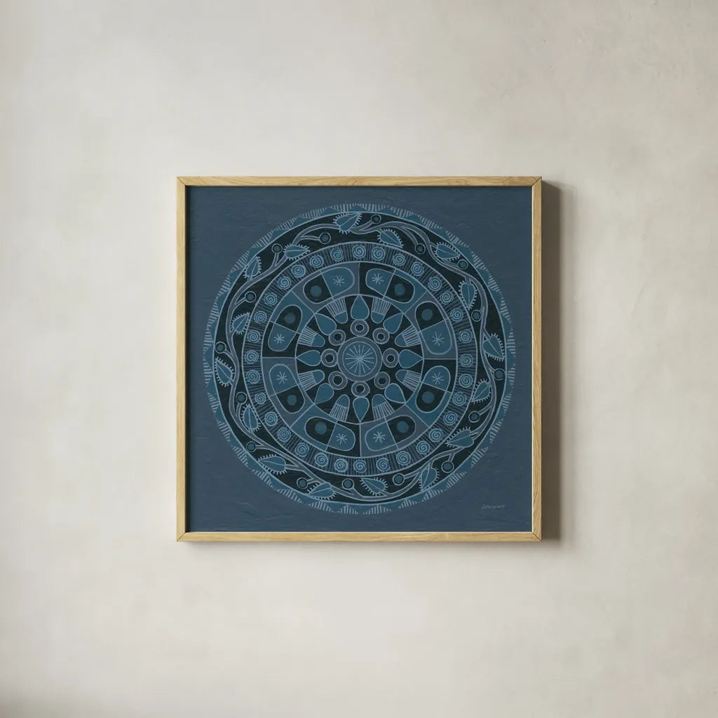 Adire IV by Kathrine Lovell. Shown in a natural wood glass frame for a timeless modern aesthetic. Available as an archival giclee rolled canvas, fine art paper, or poster print. SKU 39400a.
